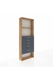 Arges Dolap 2 Raflı 5 Çekmeceli 88x30x243 Çam-Antrasit