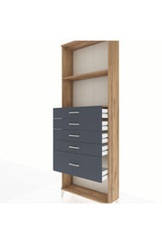 Arges Dolap 2 Raflı 5 Çekmeceli 88x30x243 Çam-Antrasit