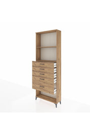 Arges Dolap 2 Raflı 5 Çekmeceli 88x30x243 Çam-Çam