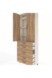 Arges Dolap 4 Raflı 5 Çekmeceli 2 Kapaklı 88x30x243 Aytaşı-Çam