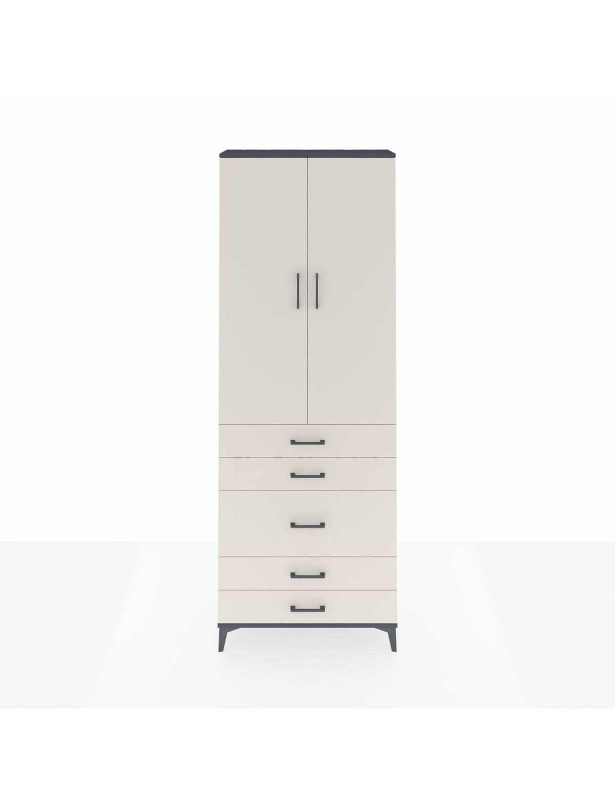 Arges Dolap 4 Raflı 5 Çekmeceli 2 Kapaklı 88x30x243 Antrasit-Aytaşı