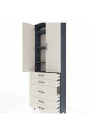 Arges Dolap 4 Raflı 5 Çekmeceli 2 Kapaklı 88x30x243 Antrasit-Aytaşı