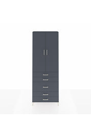 Arges Dolap 4 Raflı 5 Çekmeceli 2 Kapaklı 88x30x243 Antrasit-Antrasit