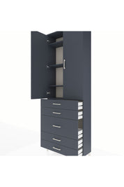 Arges Dolap 4 Raflı 5 Çekmeceli 2 Kapaklı 88x30x243 Antrasit-Antrasit