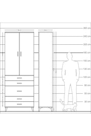 Arges Dolap 4 Raflı 5 Çekmeceli 2 Kapaklı 88x30x243 Antrasit-Antrasit