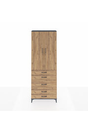 Arges Dolap 4 Raflı 5 Çekmeceli 2 Kapaklı 88x30x243 Antrasit-Çam
