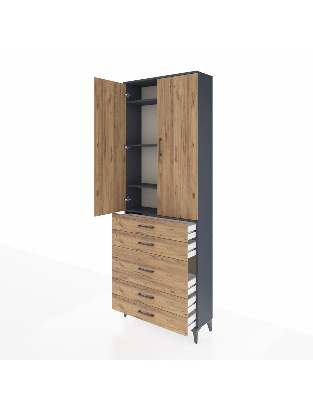 Arges Dolap 4 Raflı 5 Çekmeceli 2 Kapaklı 88x30x243 - S33M057V6A