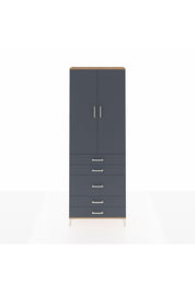 Arges Dolap 4 Raflı 5 Çekmeceli 2 Kapaklı 88x30x243 Çam-Antrasit