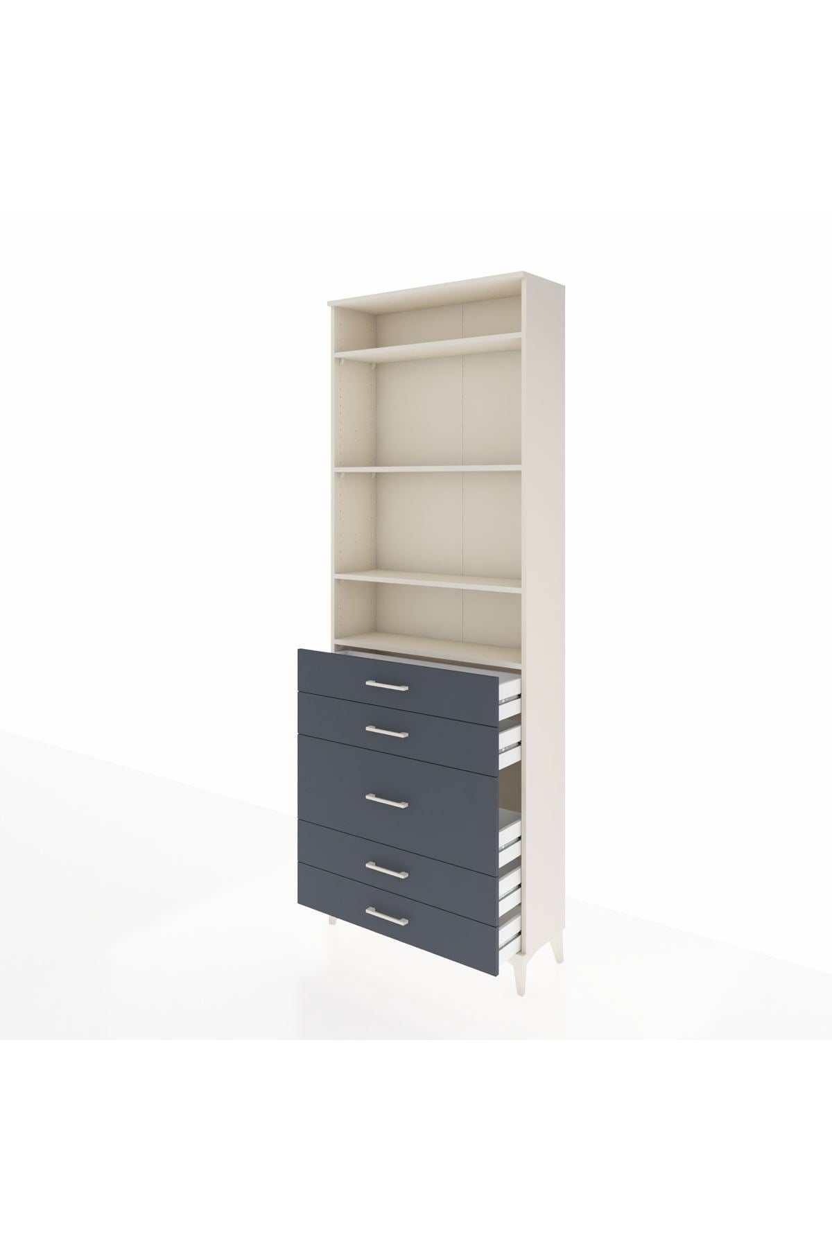 Arges Dolap 4 Raflı 5 Çekmeceli 88x30x243 Aytaşı-Antrasit