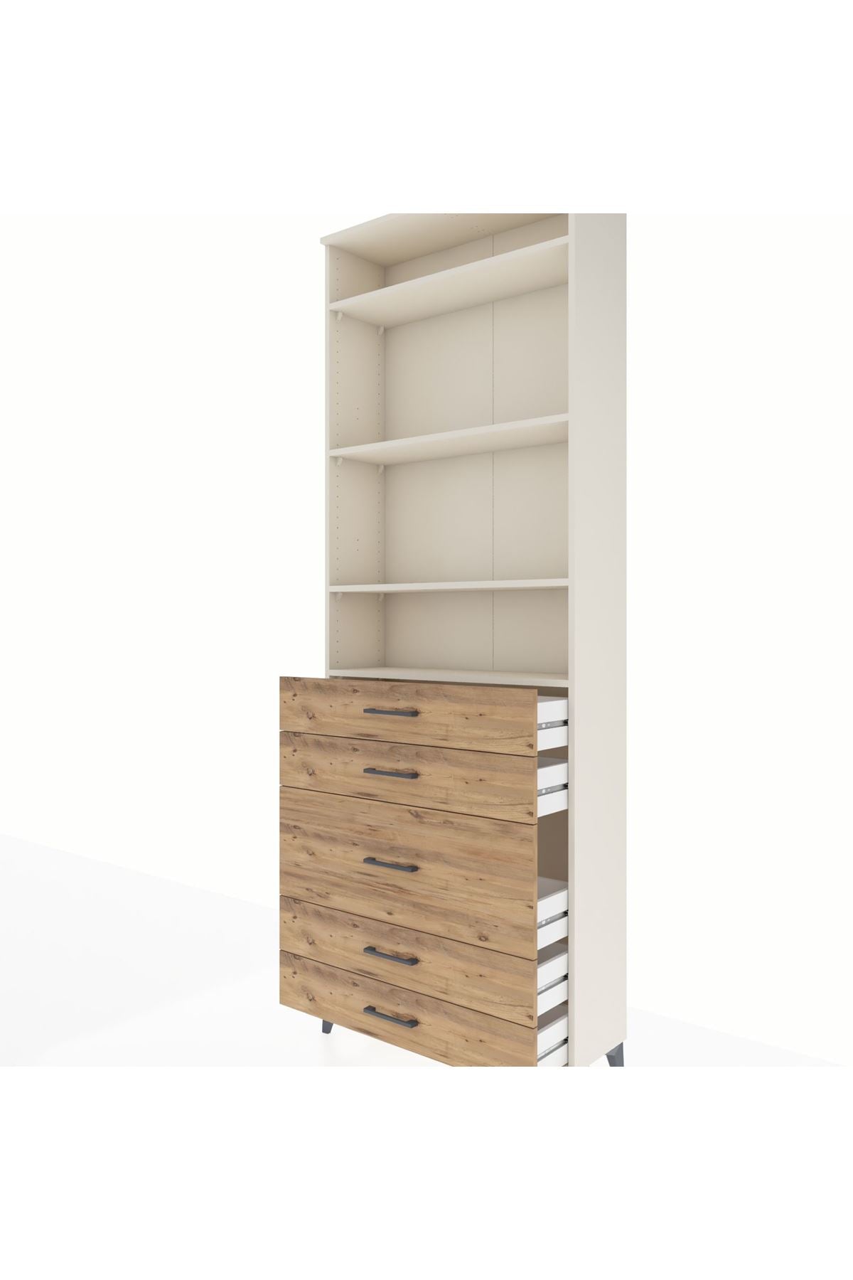 Arges Dolap 4 Raflı 5 Çekmeceli 88x30x243 Aytaşı-Çam