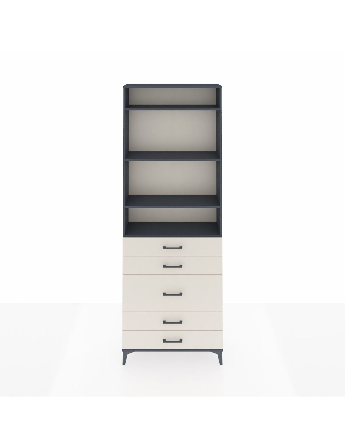 Arges Dolap 4 Raflı 5 Çekmeceli 88x30x243 Antrasit-Aytaşı