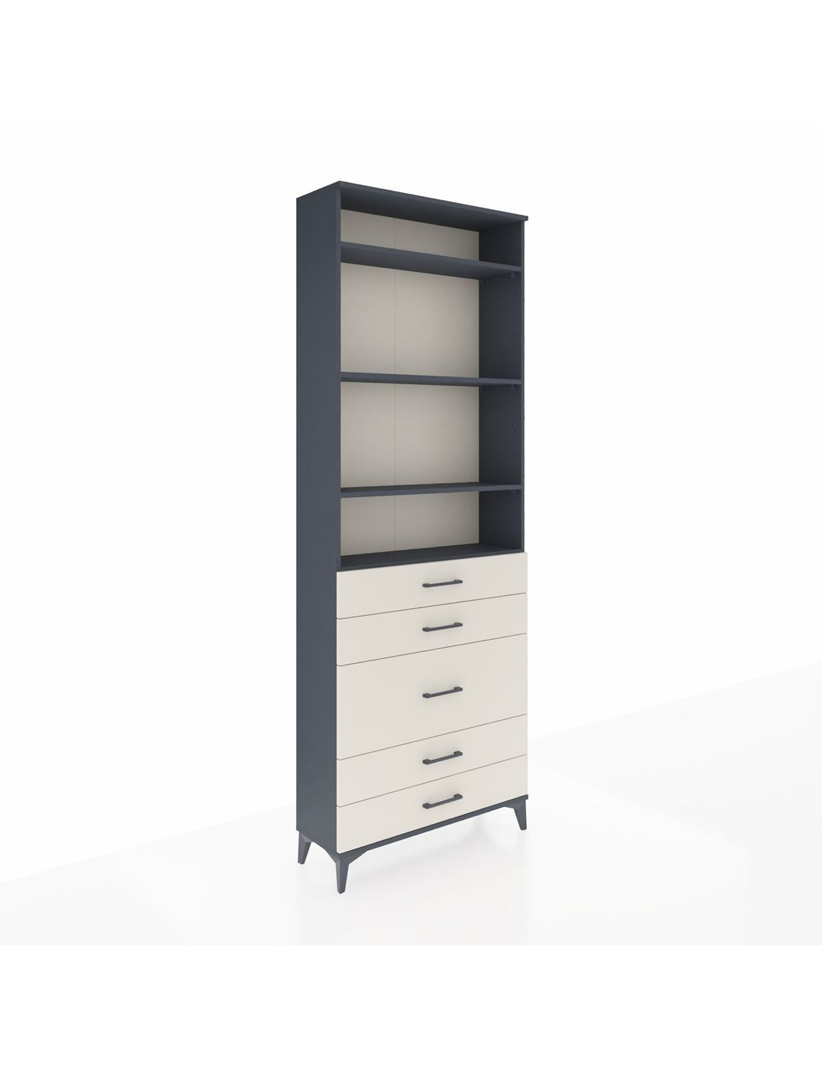 Arges Dolap 4 Raflı 5 Çekmeceli 88x30x243 Antrasit-Aytaşı