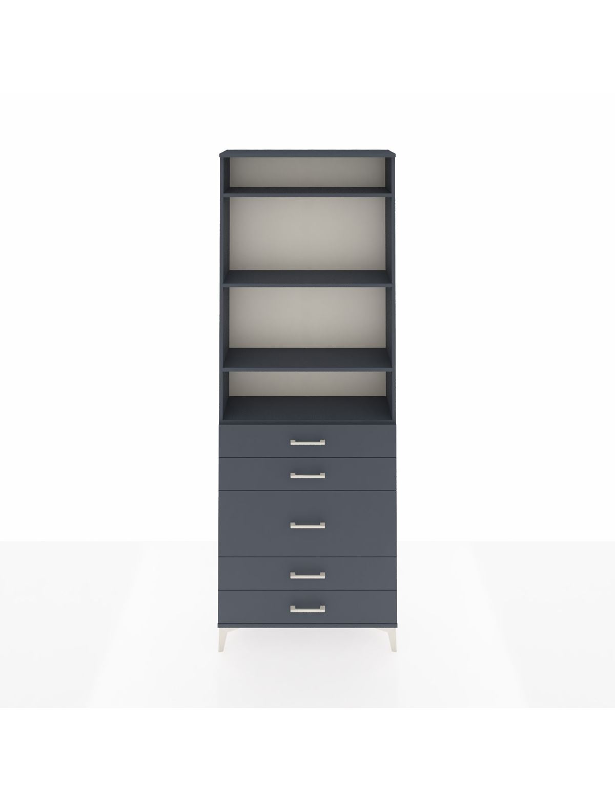 Arges Dolap 4 Raflı 5 Çekmeceli 88x30x243 Antrasit-Antrasit