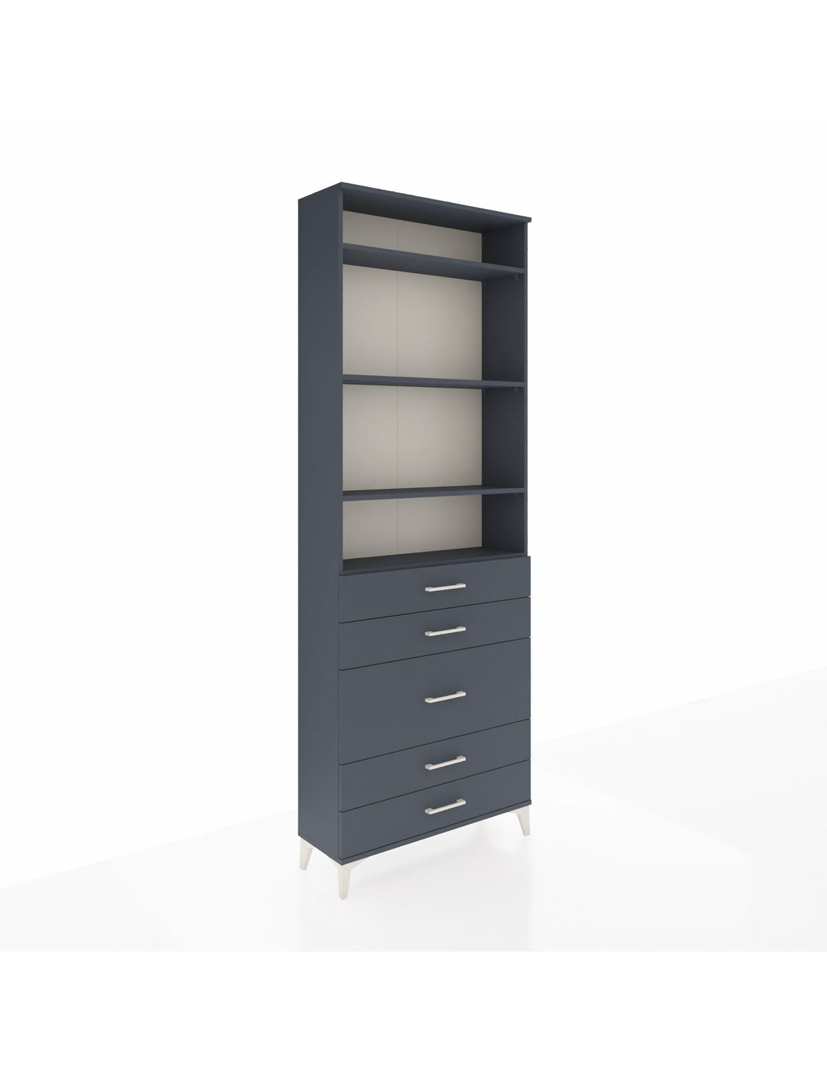 Arges Dolap 4 Raflı 5 Çekmeceli 88x30x243 Antrasit-Antrasit