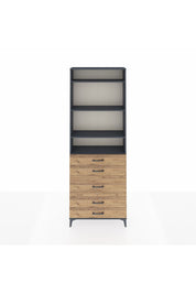 Arges Dolap 4 Raflı 5 Çekmeceli 88x30x243 Antrasit-Çam