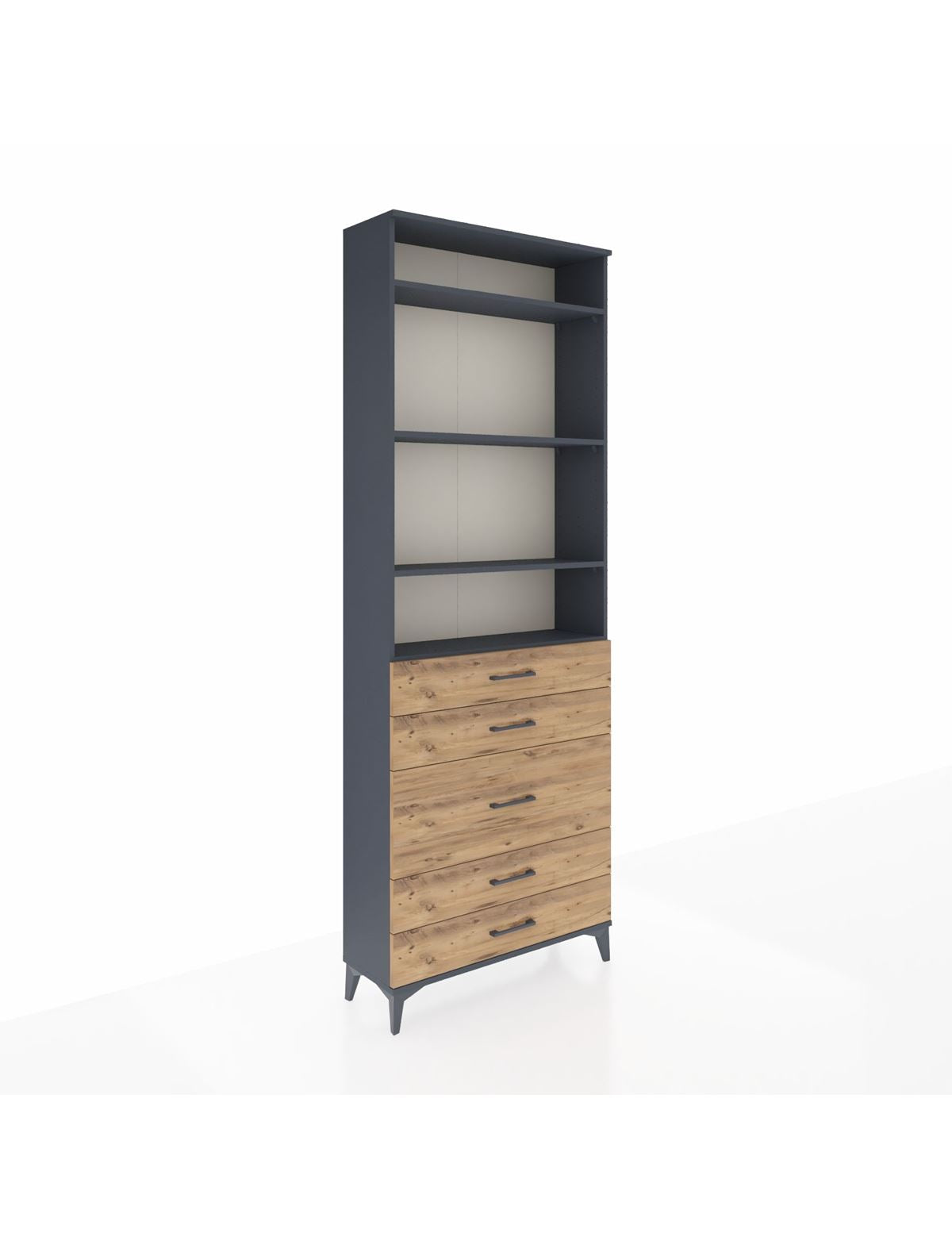 Arges Dolap 4 Raflı 5 Çekmeceli 88x30x243 Antrasit-Çam