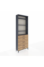 Arges Dolap 4 Raflı 5 Çekmeceli 88x30x243 Antrasit-Çam