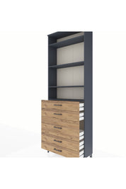 Arges Dolap 4 Raflı 5 Çekmeceli 88x30x243 Antrasit-Çam