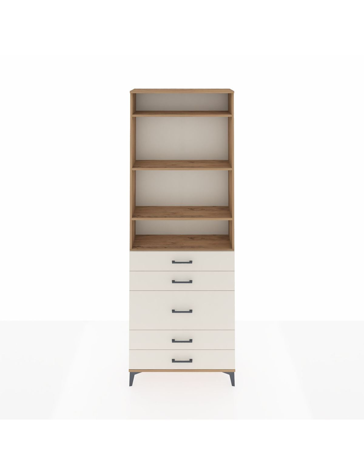 Arges Dolap 4 Raflı 5 Çekmeceli 88x30x243 Çam-Aytaşı