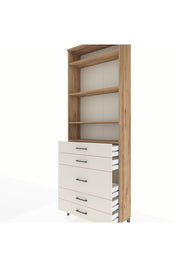 Arges Dolap 4 Raflı 5 Çekmeceli 88x30x243 Çam-Aytaşı