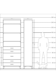 Arges Dolap 4 Raflı 5 Çekmeceli 88x30x243 Çam-Aytaşı