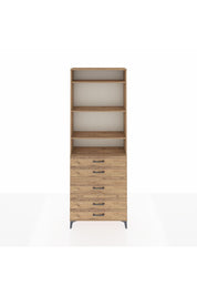 Arges Dolap 4 Raflı 5 Çekmeceli 88x30x243 Çam-Çam