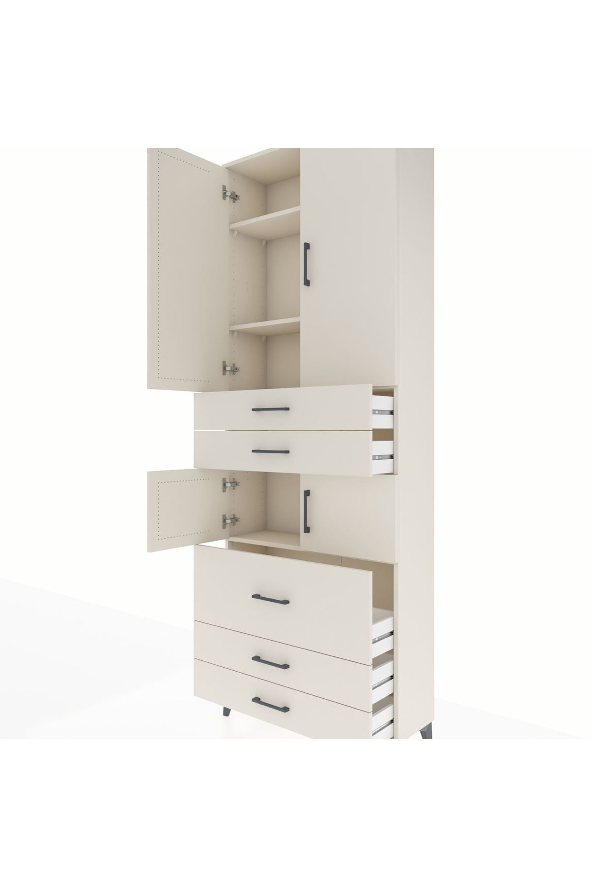 Arges Dolap 4 Raflı 5 Çekmeceli 4 Kapaklı 88x30x243 Aytaşı-Aytaşı