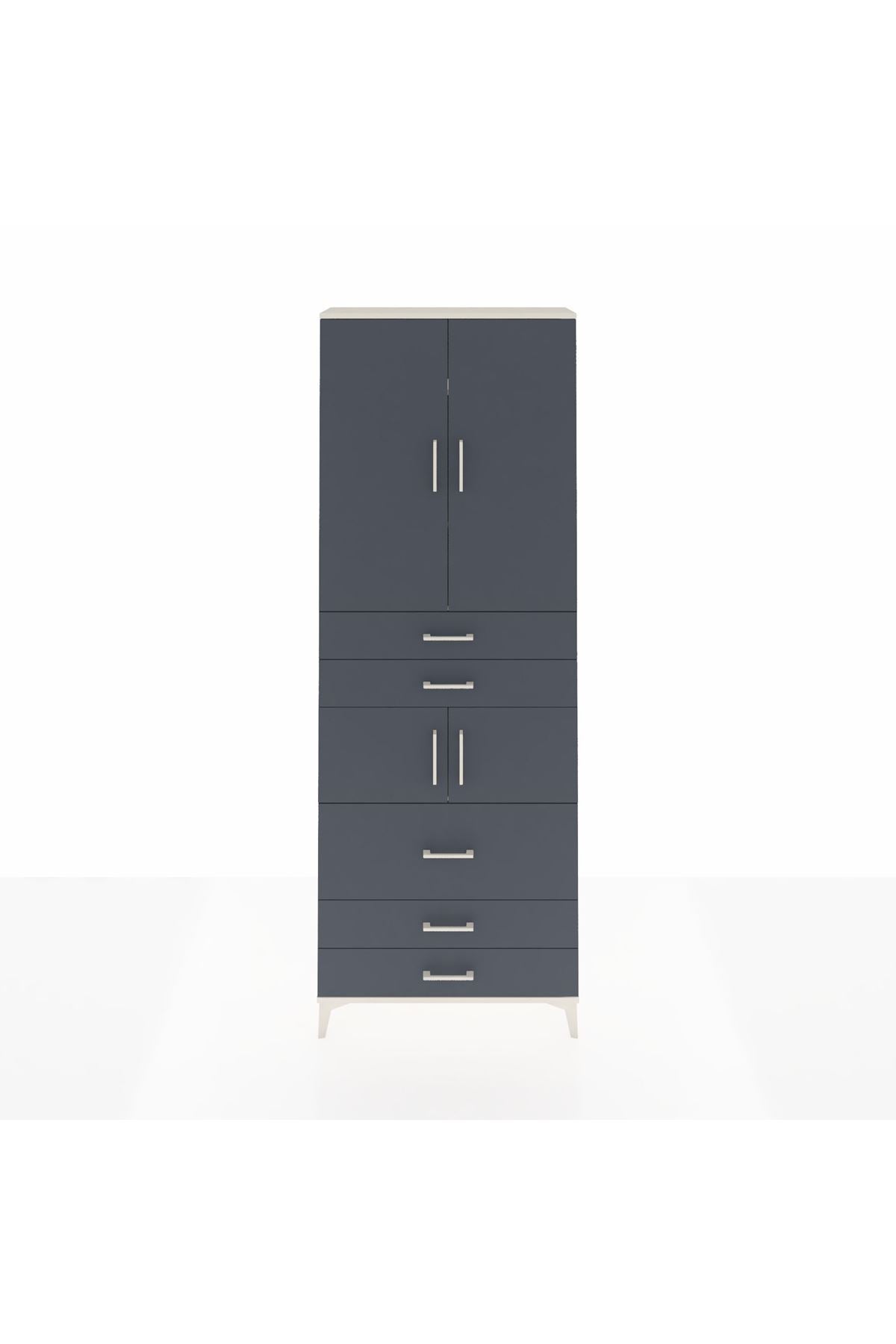 Arges Dolap 4 Raflı 5 Çekmeceli 4 Kapaklı 88x30x243 Aytaşı-Antrasit