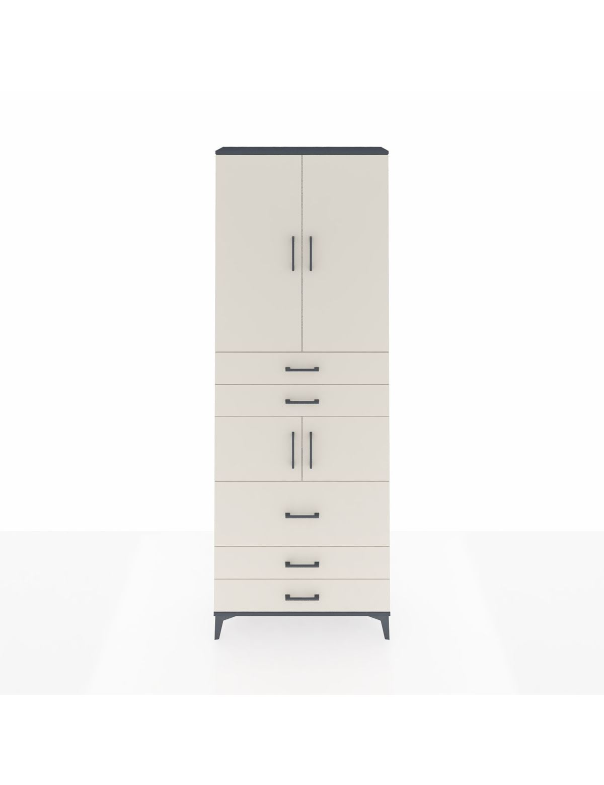 Arges Dolap 4 Raflı 5 Çekmeceli 4 Kapaklı 88x30x243 Antrasit-Aytaşı