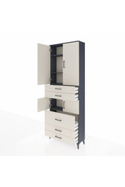 Arges Dolap 4 Raflı 5 Çekmeceli 4 Kapaklı 88x30x243 Antrasit-Aytaşı