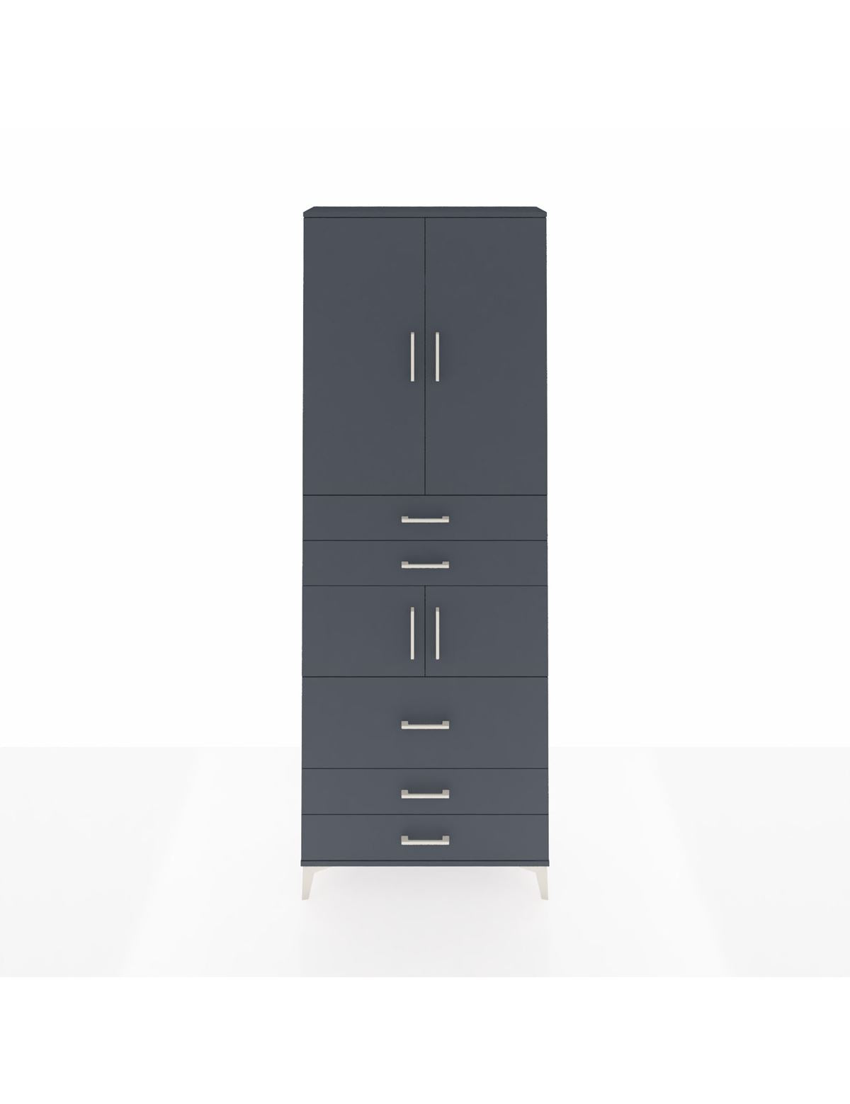 Arges Dolap 4 Raflı 5 Çekmeceli 4 Kapaklı 88x30x243 Antrasit-Antrasit