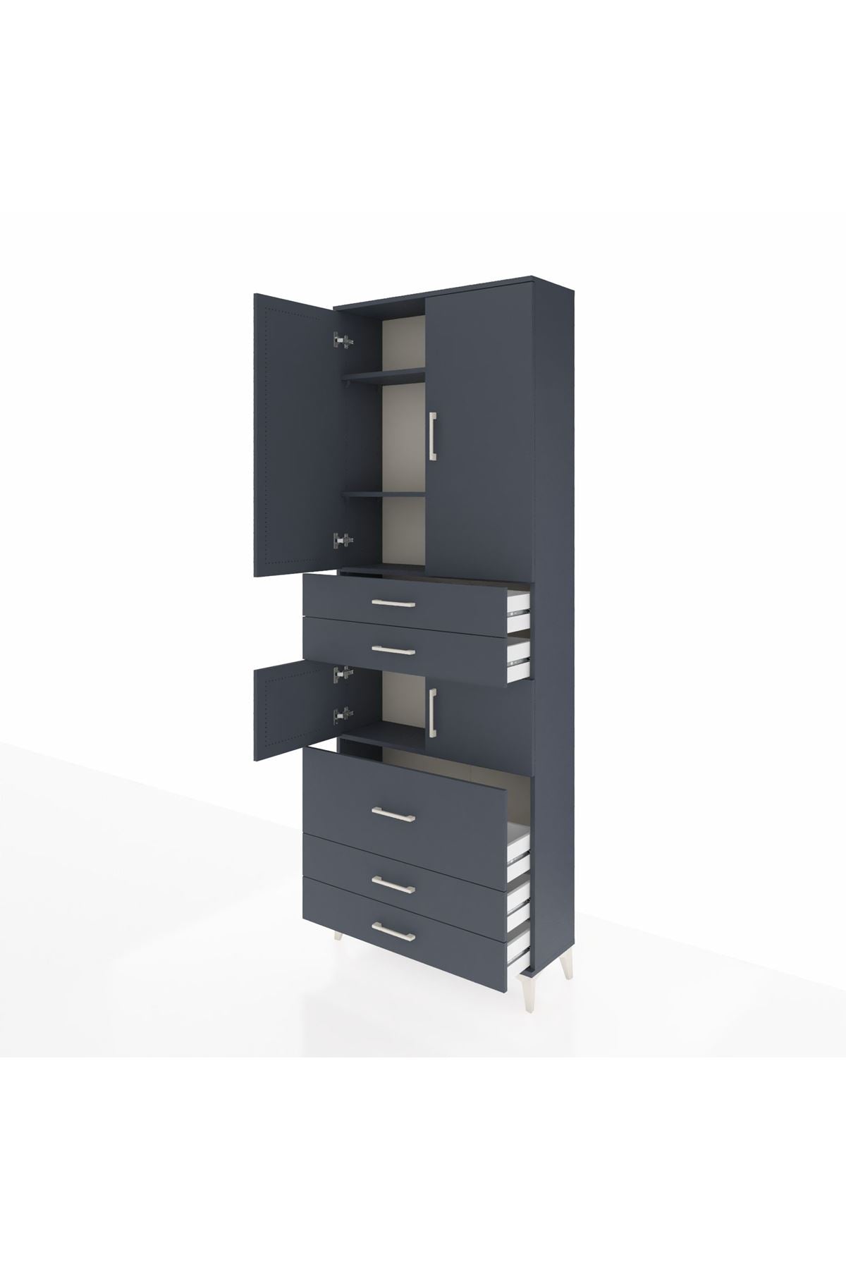 Arges Dolap 4 Raflı 5 Çekmeceli 4 Kapaklı 88x30x243 Antrasit-Antrasit