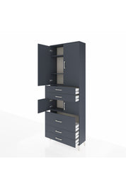 Arges Dolap 4 Raflı 5 Çekmeceli 4 Kapaklı 88x30x243 Antrasit-Antrasit