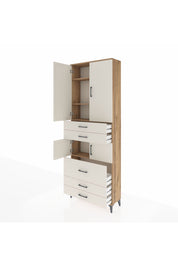 Arges Dolap 4 Raflı 5 Çekmeceli 4 Kapaklı 88x30x243 Çam-Aytaşı