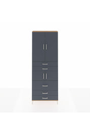 Arges Dolap 4 Raflı 5 Çekmeceli 4 Kapaklı 88x30x243 Çam-Antrasit