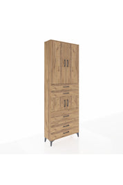 Arges Dolap 4 Raflı 5 Çekmeceli 4 Kapaklı 88x30x243 Çam-Çam