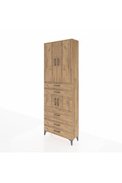 Arges Dolap 4 Raflı 5 Çekmeceli 4 Kapaklı 88x30x243 Çam-Çam