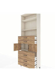 Arges Dolap 4 Raflı 5 Çekmeceli 2 Kapaklı 88x30x243 Aytaşı-Çam