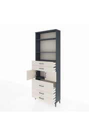 Arges Dolap 4 Raflı 5 Çekmeceli 2 Kapaklı 88x30x243 Antrasit-Aytaşı