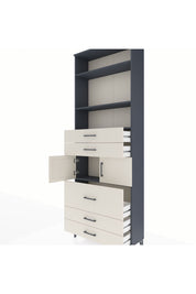 Arges Dolap 4 Raflı 5 Çekmeceli 2 Kapaklı 88x30x243 Antrasit-Aytaşı