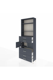 Arges Dolap 4 Raflı 5 Çekmeceli 2 Kapaklı 88x30x243 Antrasit-Antrasit