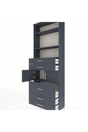 Arges Dolap 4 Raflı 5 Çekmeceli 2 Kapaklı 88x30x243 Antrasit-Antrasit