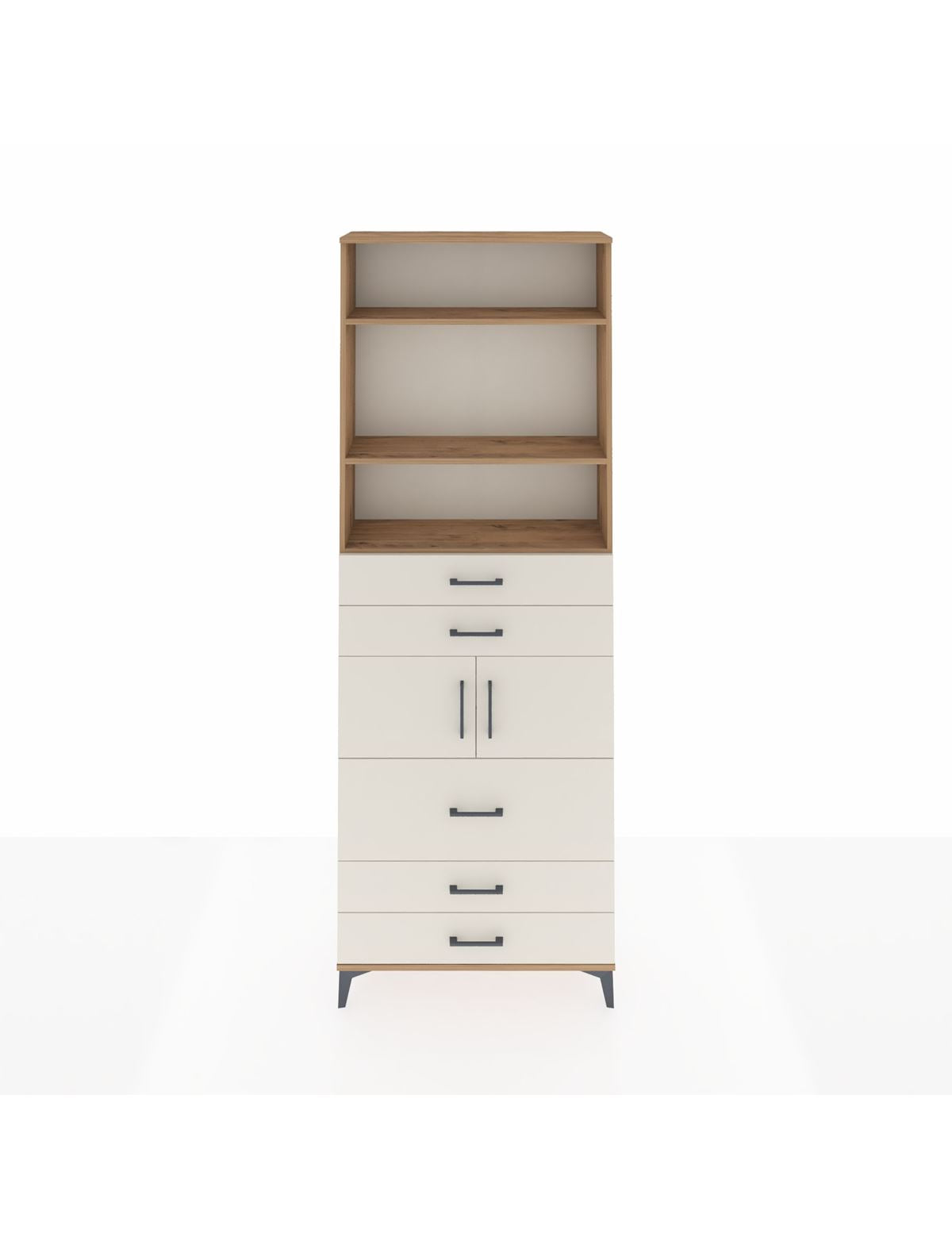 Arges Dolap 4 Raflı 5 Çekmeceli 2 Kapaklı 88x30x243 Çam-Aytaşı