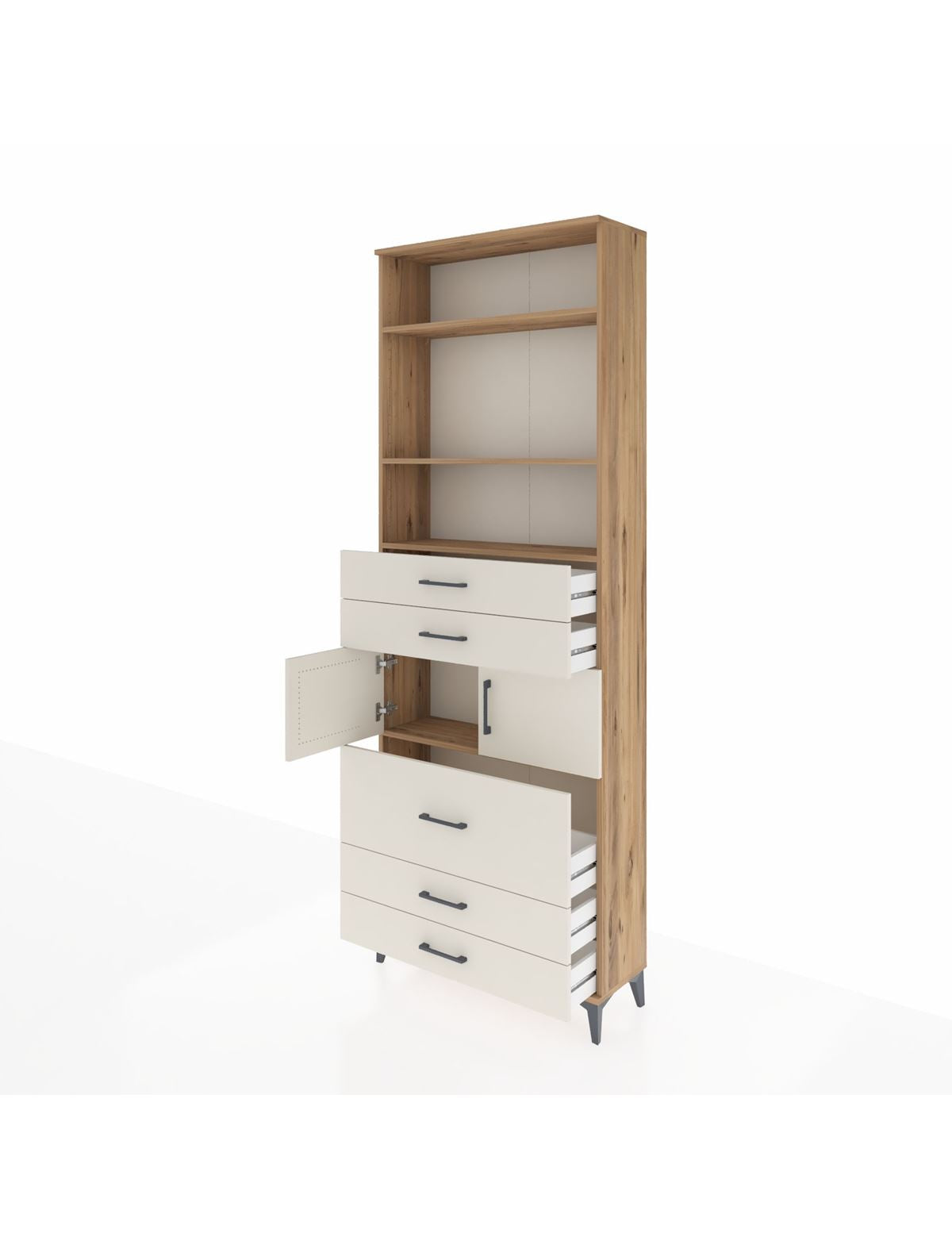 Arges Dolap 4 Raflı 5 Çekmeceli 2 Kapaklı 88x30x243 - S33M060V7A