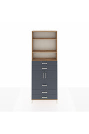 Arges Dolap 4 Raflı 5 Çekmeceli 2 Kapaklı 88x30x243 Çam-Antrasit