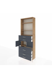 Arges Dolap 4 Raflı 5 Çekmeceli 2 Kapaklı 88x30x243 Çam-Antrasit