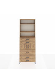 Arges Dolap 4 Raflı 5 Çekmeceli 2 Kapaklı 88x30x243 Çam-Çam
