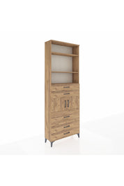 Arges Dolap 4 Raflı 5 Çekmeceli 2 Kapaklı 88x30x243 Çam-Çam