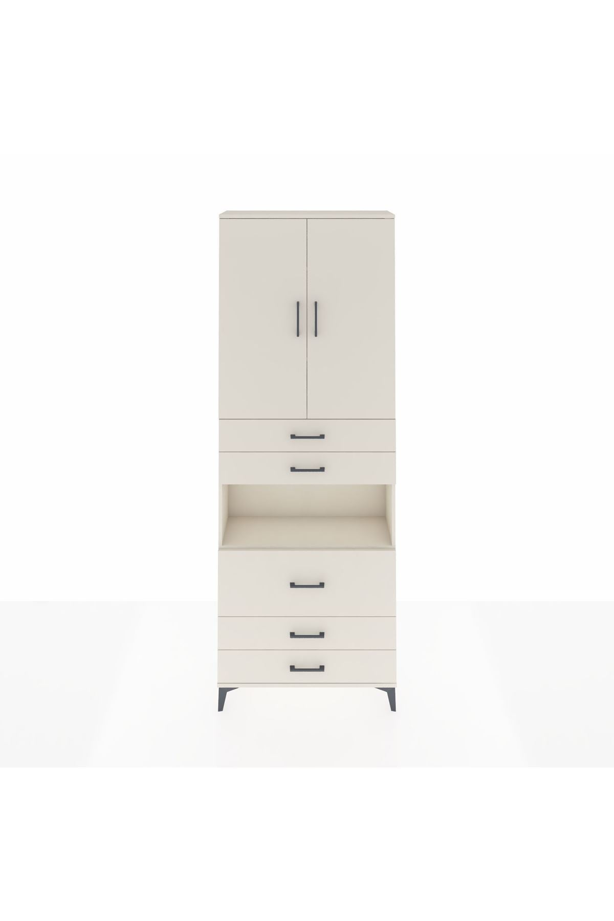 Arges Dolap 4 Raflı 5 Çekmeceli 2 Kapaklı 88x30x243 Aytaşı-Aytaşı