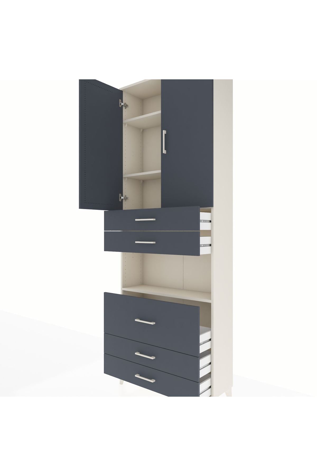 Arges Dolap 4 Raflı 5 Çekmeceli 2 Kapaklı 88x30x243 - S33M061V2A